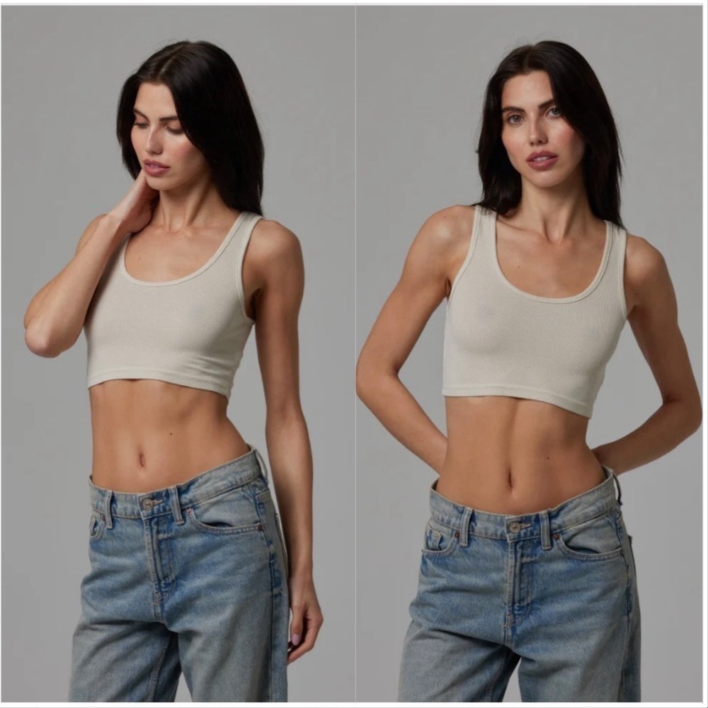 TALENTLESS WOMENS CROP MODAL TANK BONE CREAM COLOR